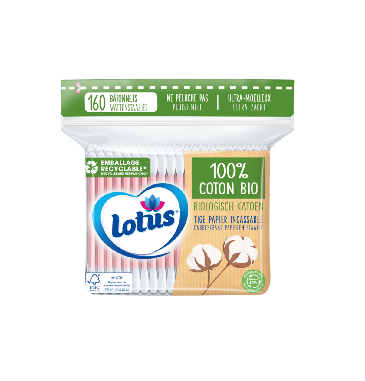 Coton-tige Lotus Bio x 160 bâtonnets