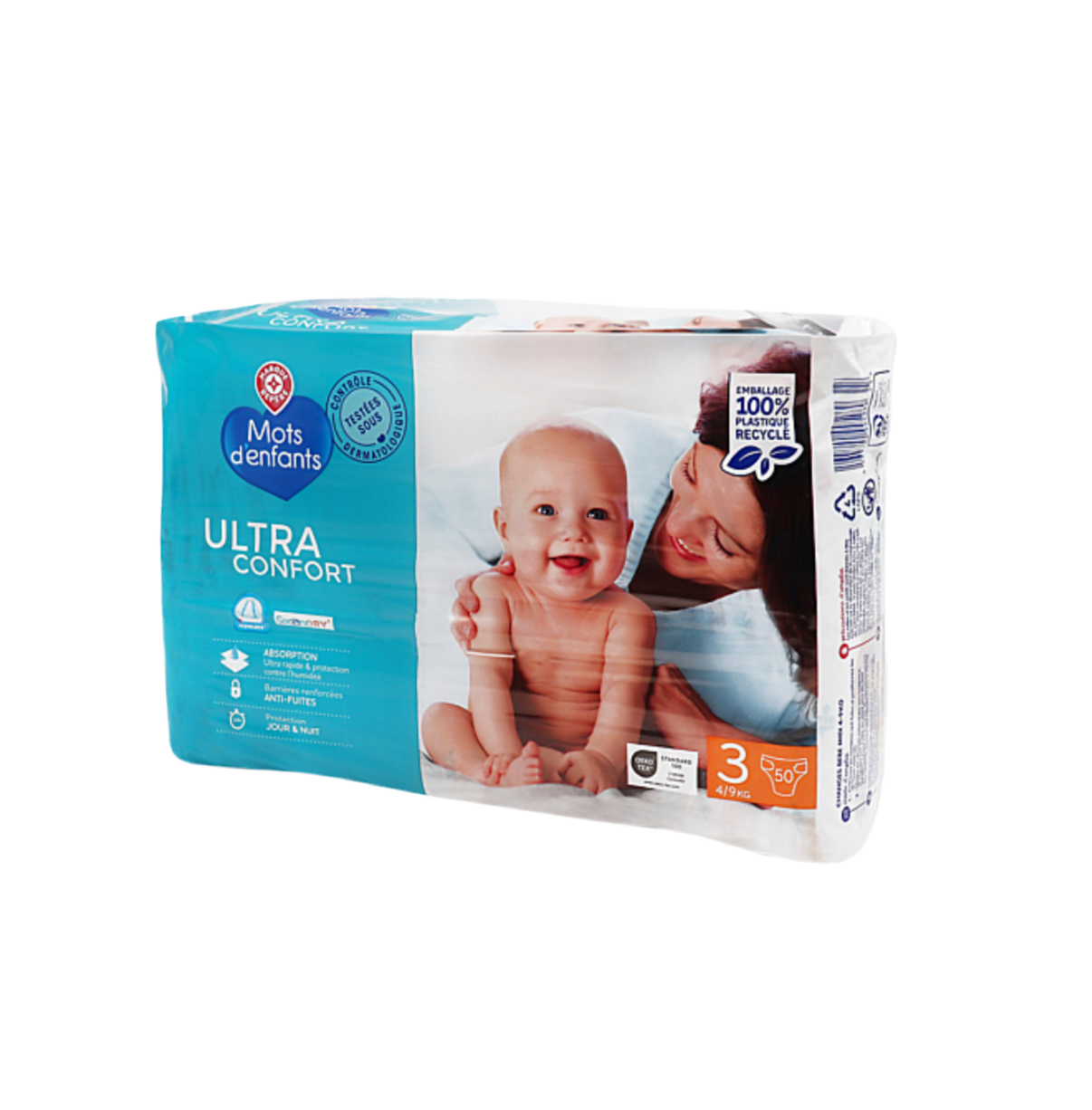 Couches bébé Mots d'enfants Midi T3 4/9kg x50 changes