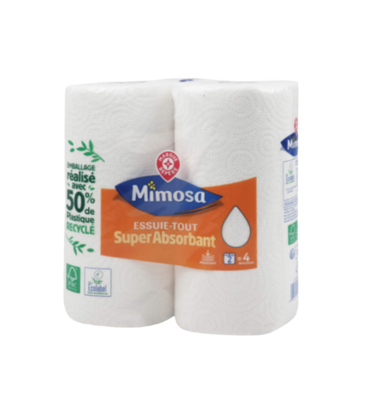 Essuie-tout blanc Mimosa Super absorbant x2