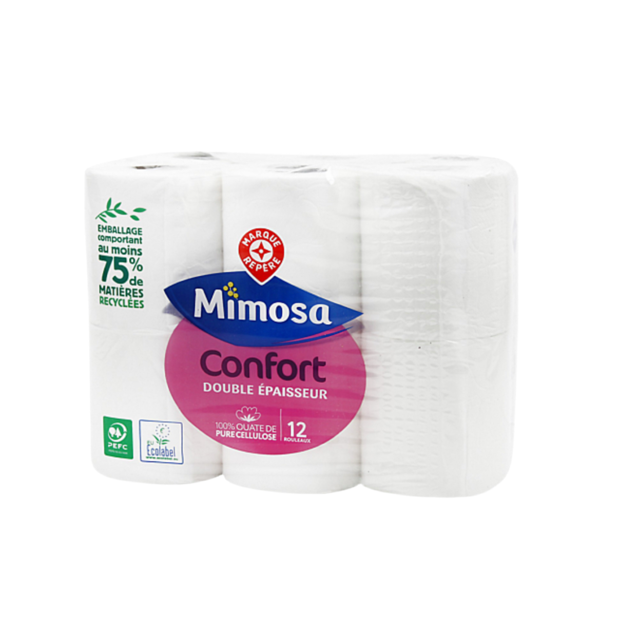 Papier toilette Mimosa Blanc double épaisseur x12