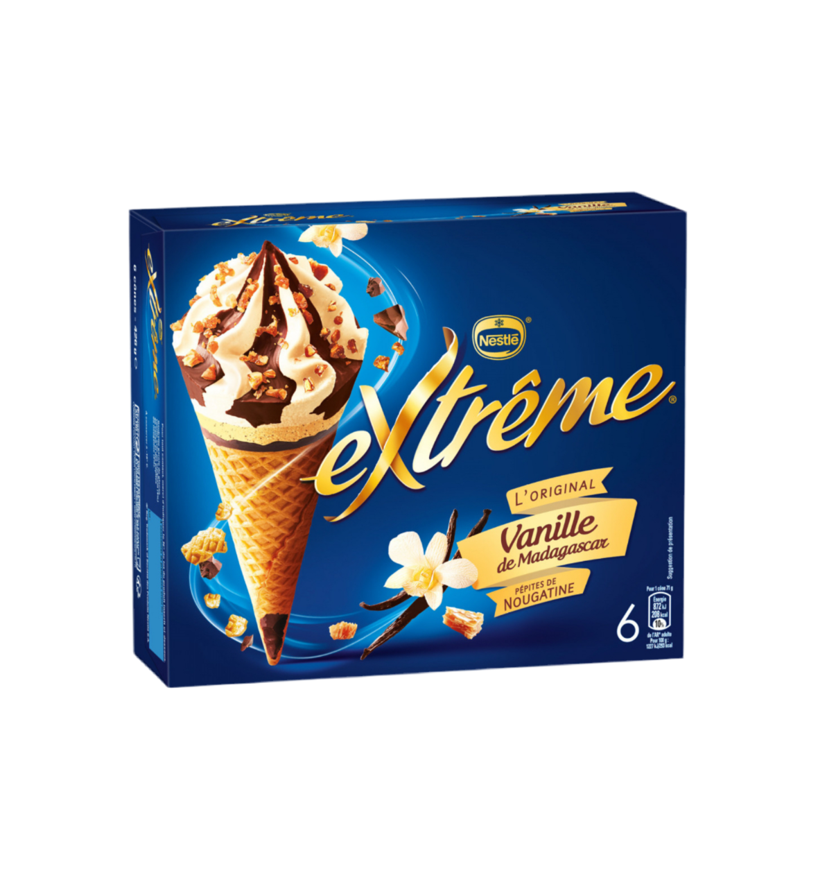 Glâce Cône Nestlé Extrême Vanille de Madagascar x 6 - 426g