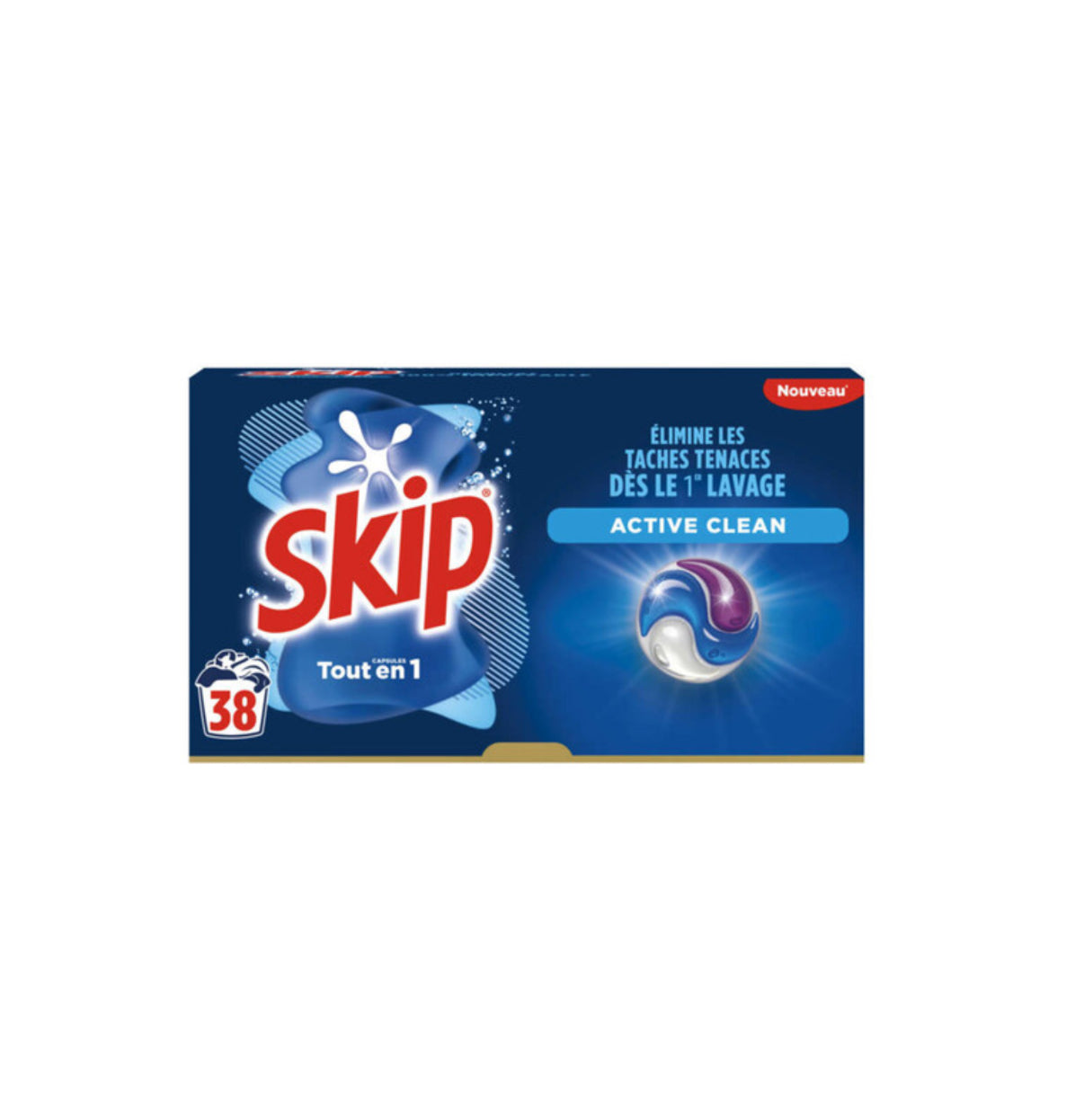 Lessive capsules 3-en-1 Skip Active clean x38 capsules
