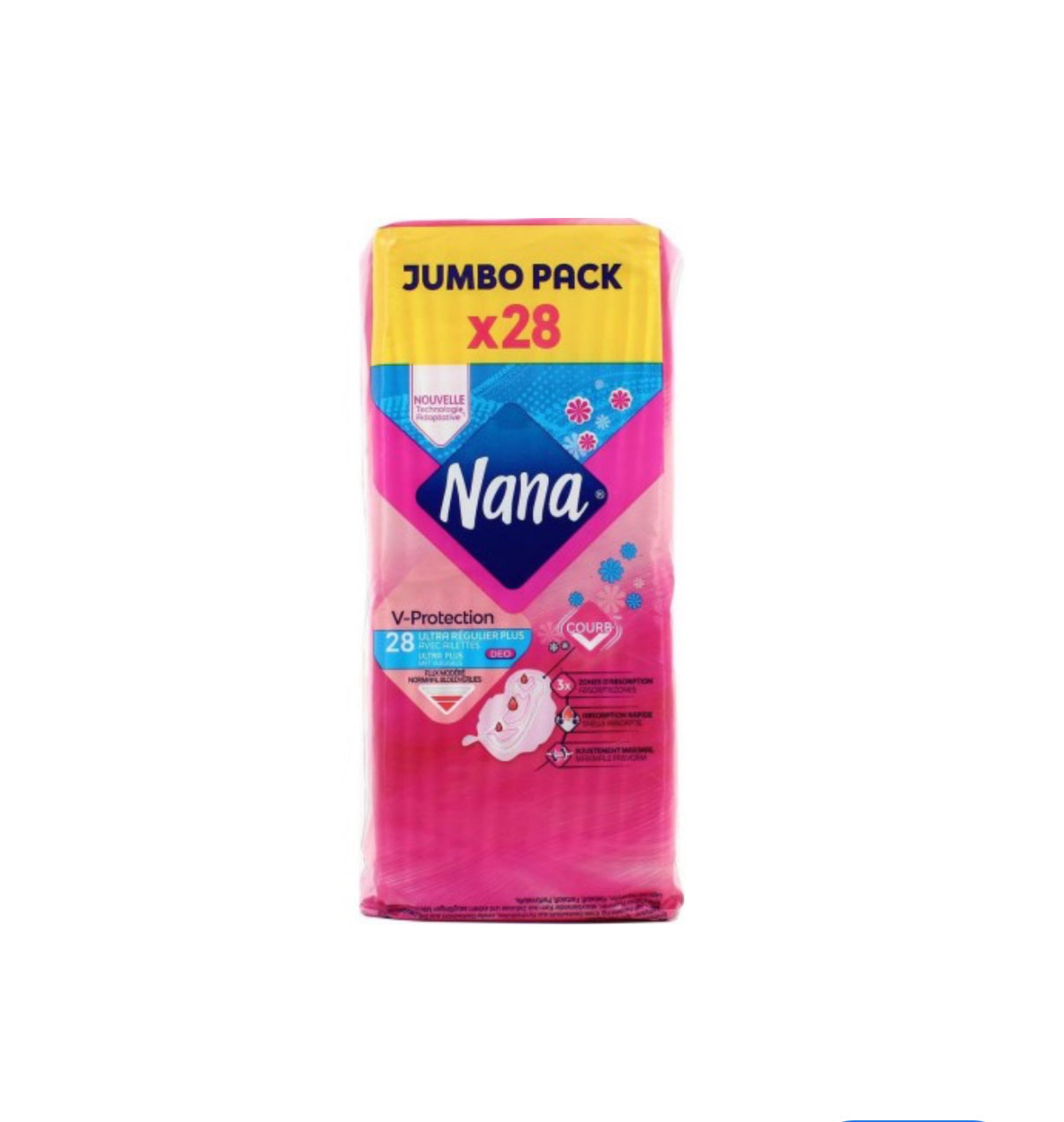 Serviettes Ultra Régulier Nana Deo Ailettes Flux modéré x28