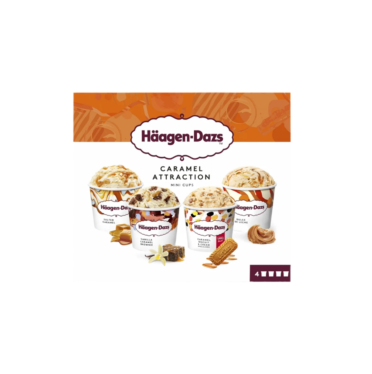 Glâces Mini pots Häagen-Dazs Caramel attraction x4 - 318g