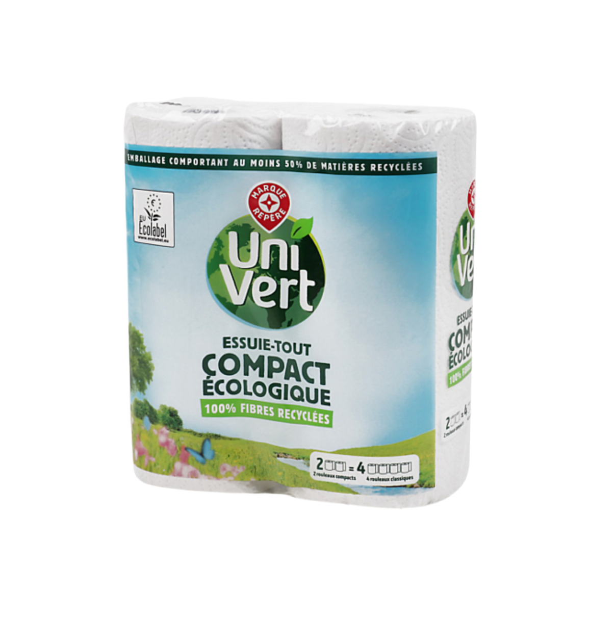 Essuie-tout Uni Vert Compact Ecologique x2