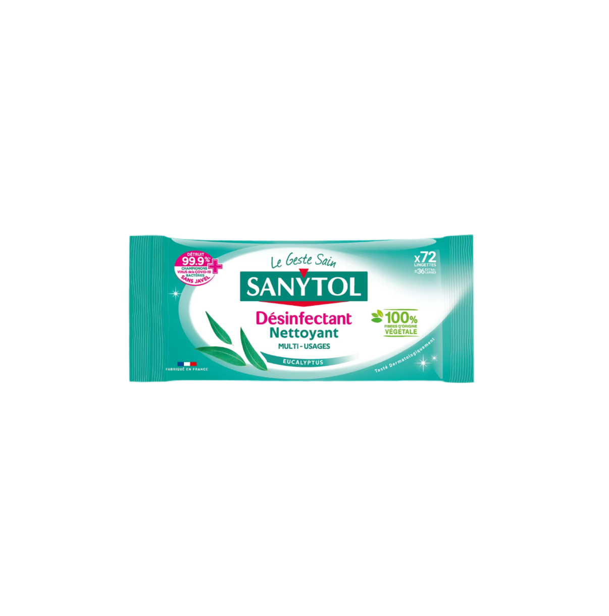 Lingettes désinfectante Sanytol Multi-usage Eucalyptus x72