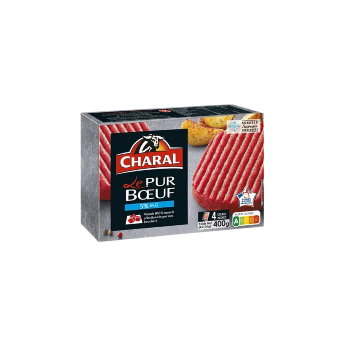 Steaks hachés Charal Pur Bœuf 5% MG 4x100g - 400g