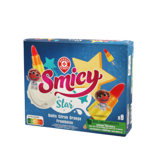 Glace à l'eau Smicy Star Framboise Orange Citron x8 - 480g